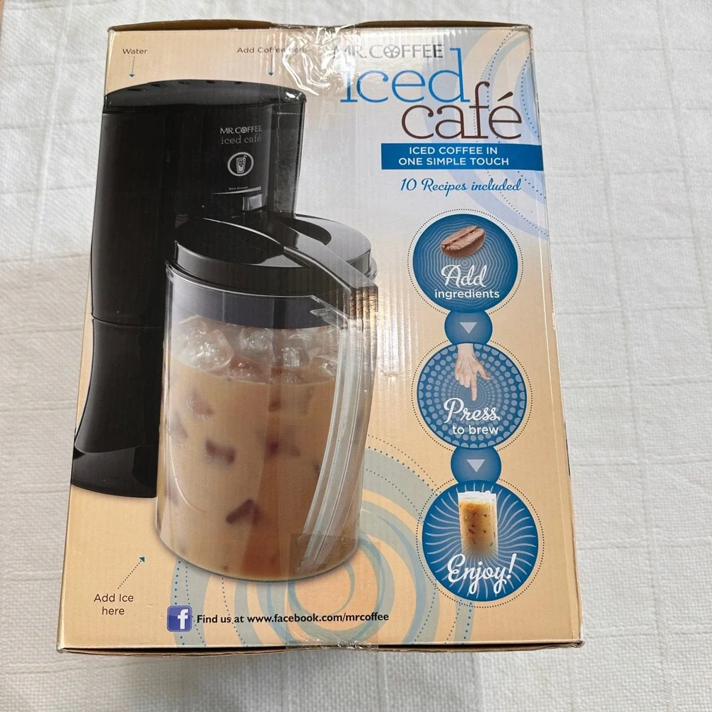 Mr Coffee Iced Cafe Maker Coffee BVMC-LV1 Black 2 Quart Pitcher New In Box Disc.